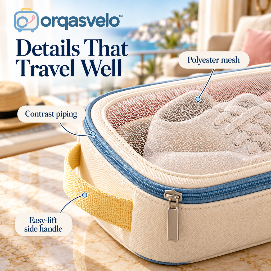 orqasvelo™ Sole Window 2-Piece Travel Shoe Bags Set, Zippered Shoe Packing Organizers with Mesh Windows and Carry Handles
