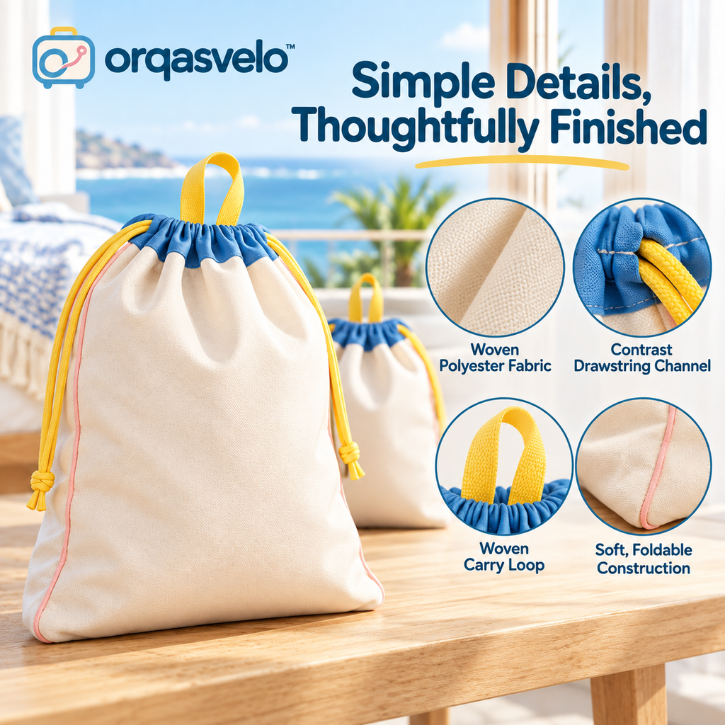 orqasvelo™ Fresh Divide 2-Piece Travel Laundry Bag Set, Foldable Drawstring Dirty Clothes Organizers for Suitcases and Weekend Trips