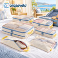orqasvelo™ Weekaway Edit 6-Piece Compression Packing Cubes Set, Suitcase Organizer Bags with Travel Shoe Bag and Laundry Pouch